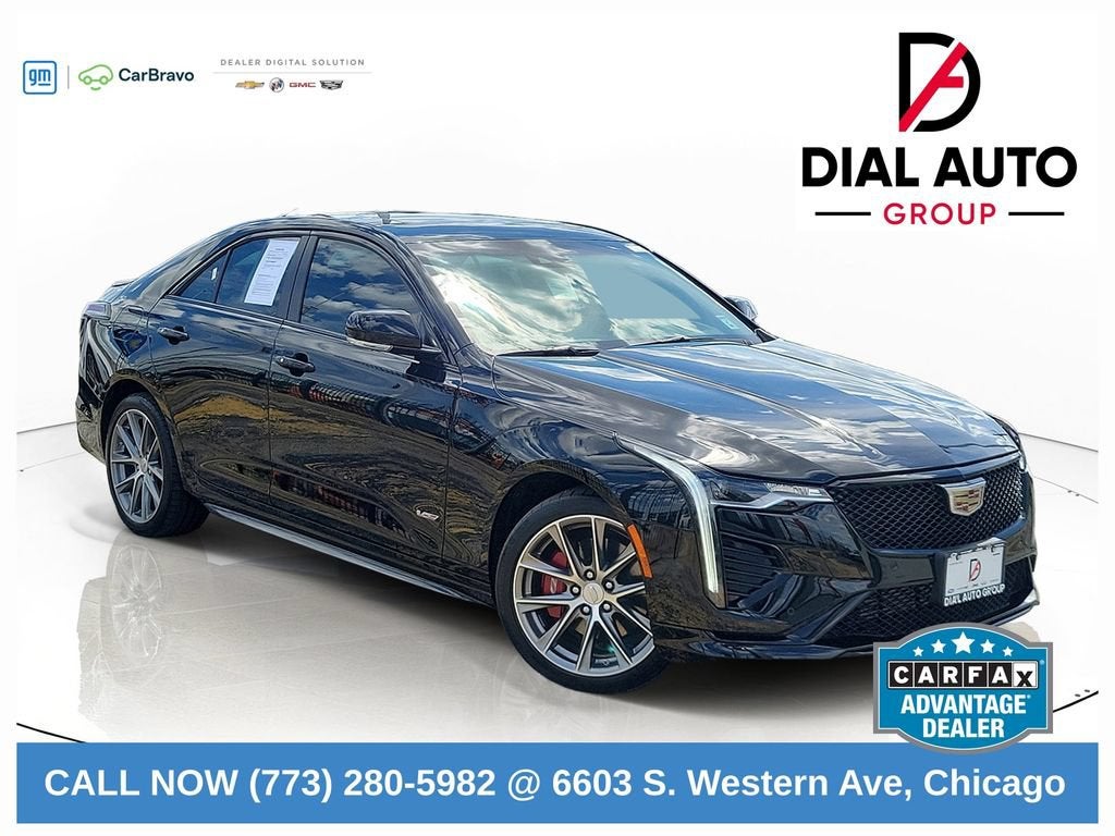 2025 Cadillac CT4-V V-Series in Black Raven — front three-quarter view