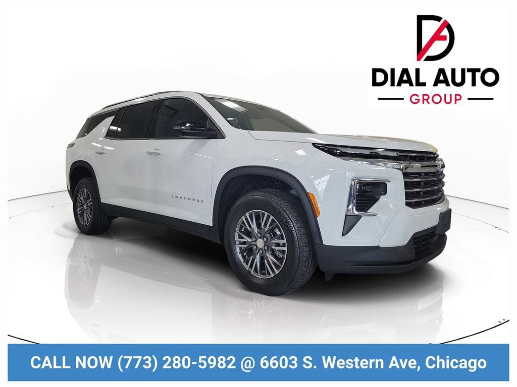2026 Chevrolet Traverse LT in Summit White — front three-quarter view