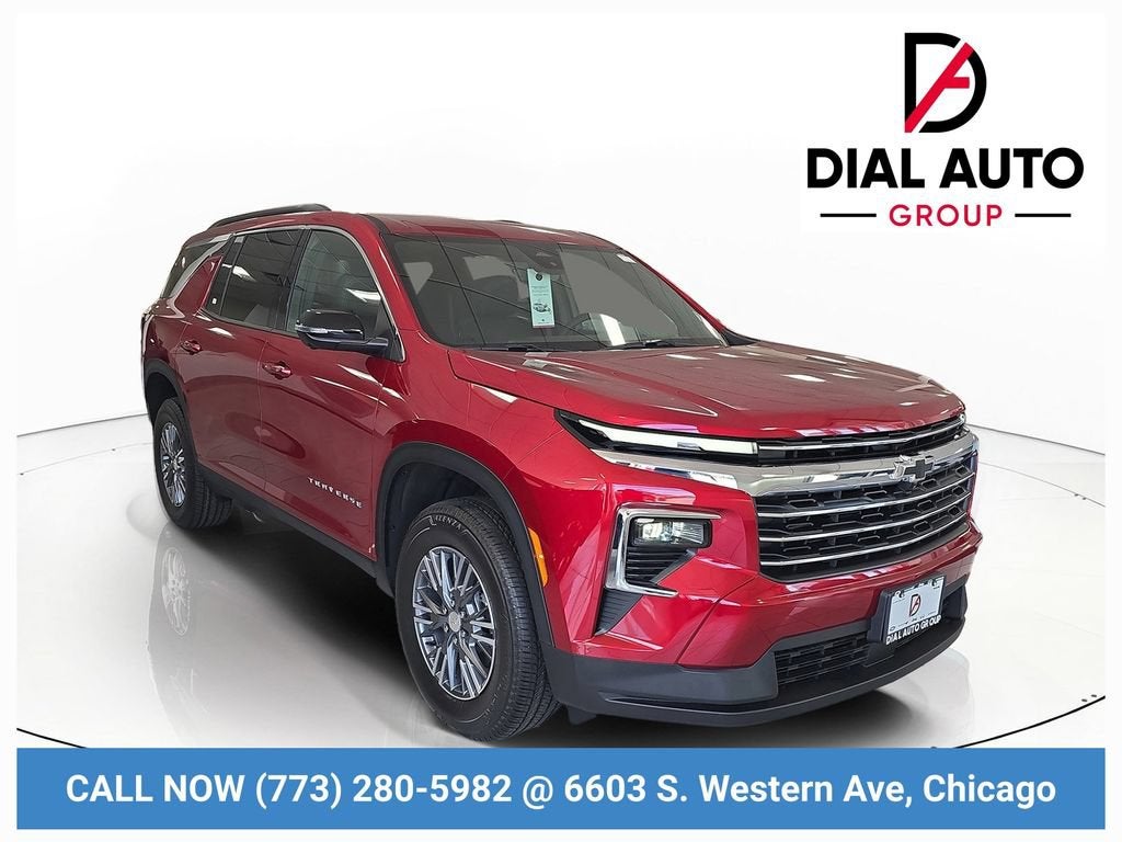 2026 Chevrolet Traverse LT in Radiant Red Tintcoat — front three-quarter view