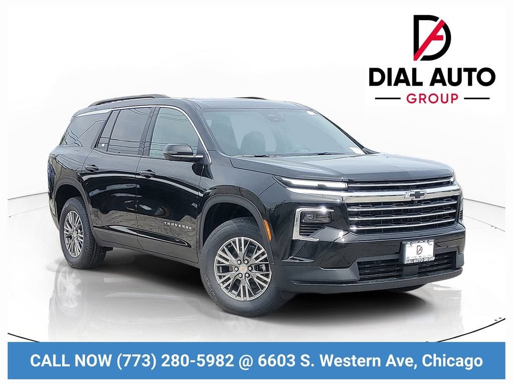 2026 Chevrolet Traverse LT in Mosaic Black Metallic — front three-quarter view