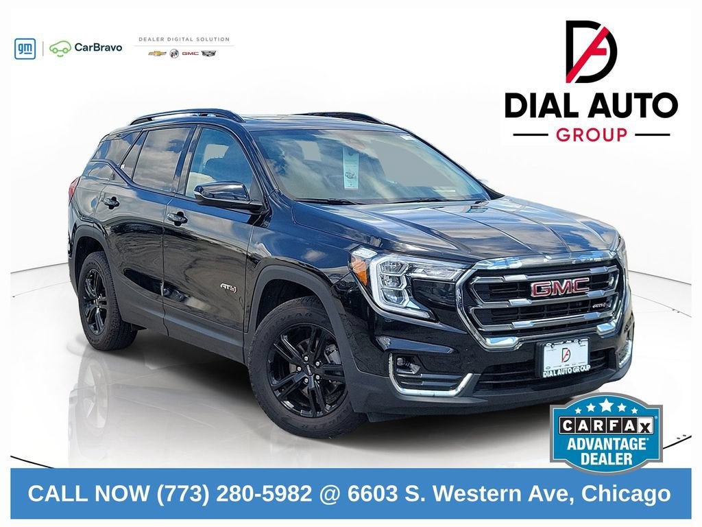2023 GMC Terrain AT4 in Ebony Twilight Metallic — front three-quarter view