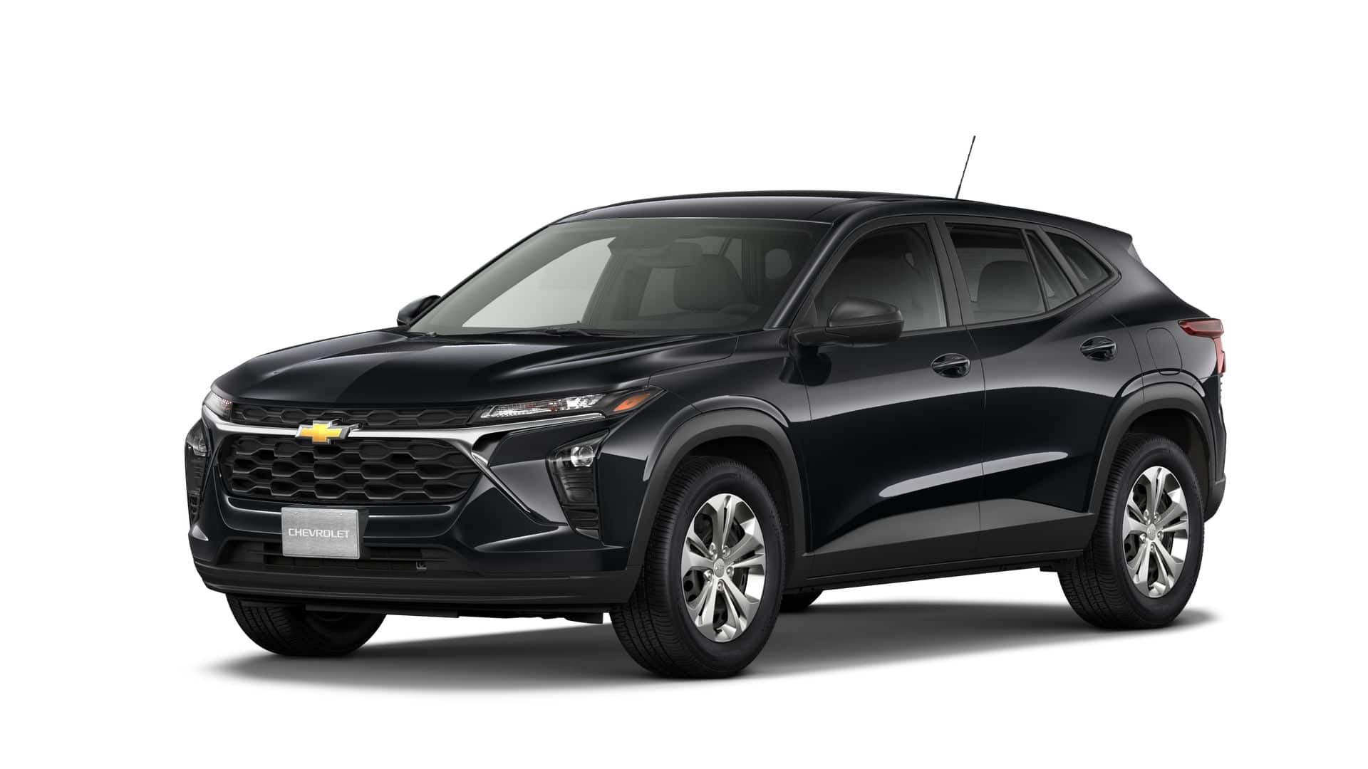 2026 Chevrolet Trax LS in Mosaic Black Metallic — front three-quarter view