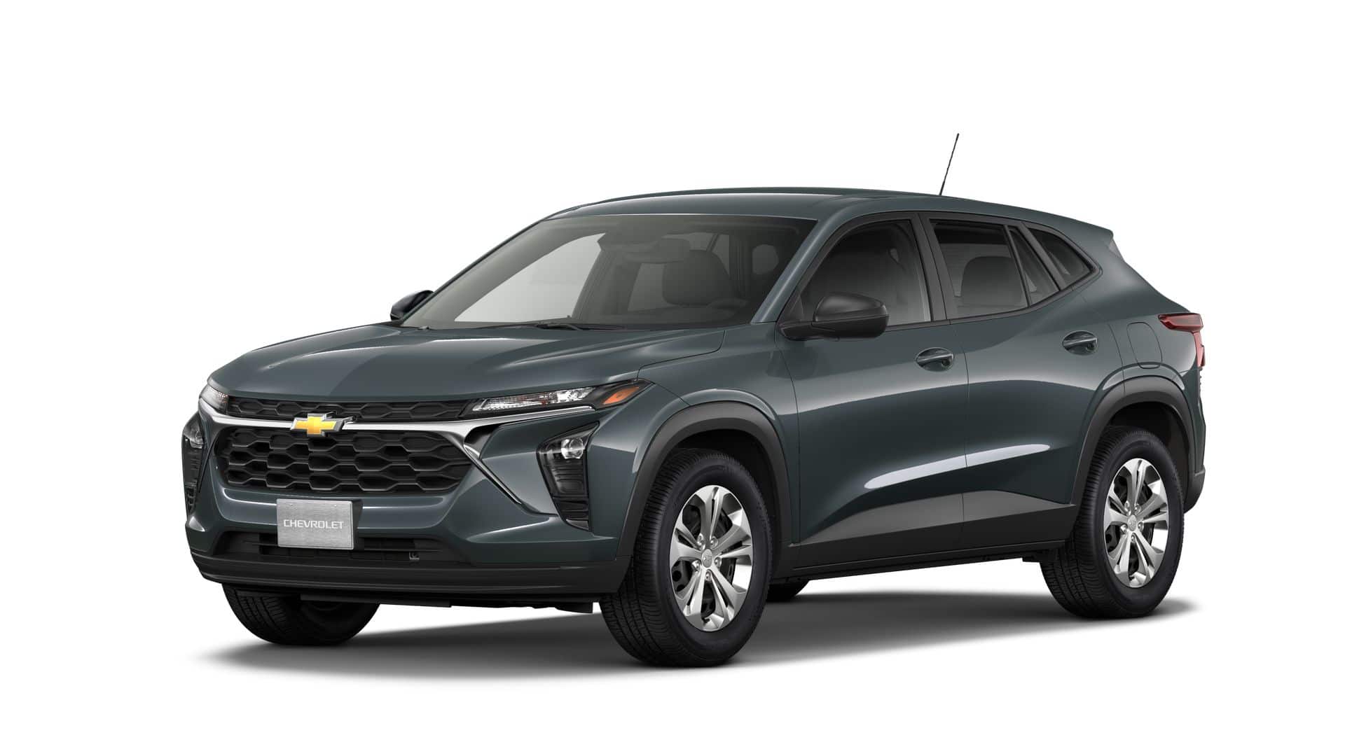 2026 Chevrolet Trax LS in Cypress Gray — front three-quarter view