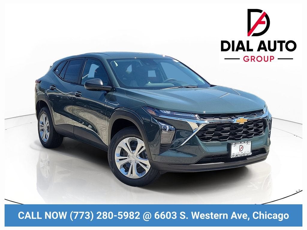 2026 Chevrolet Trax LS in Cypress Gray — front three-quarter view