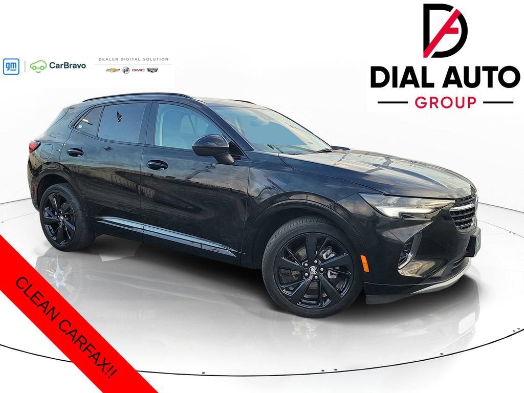 2023 Buick Envision Essence in Ebony Twilight Metallic — front three-quarter view