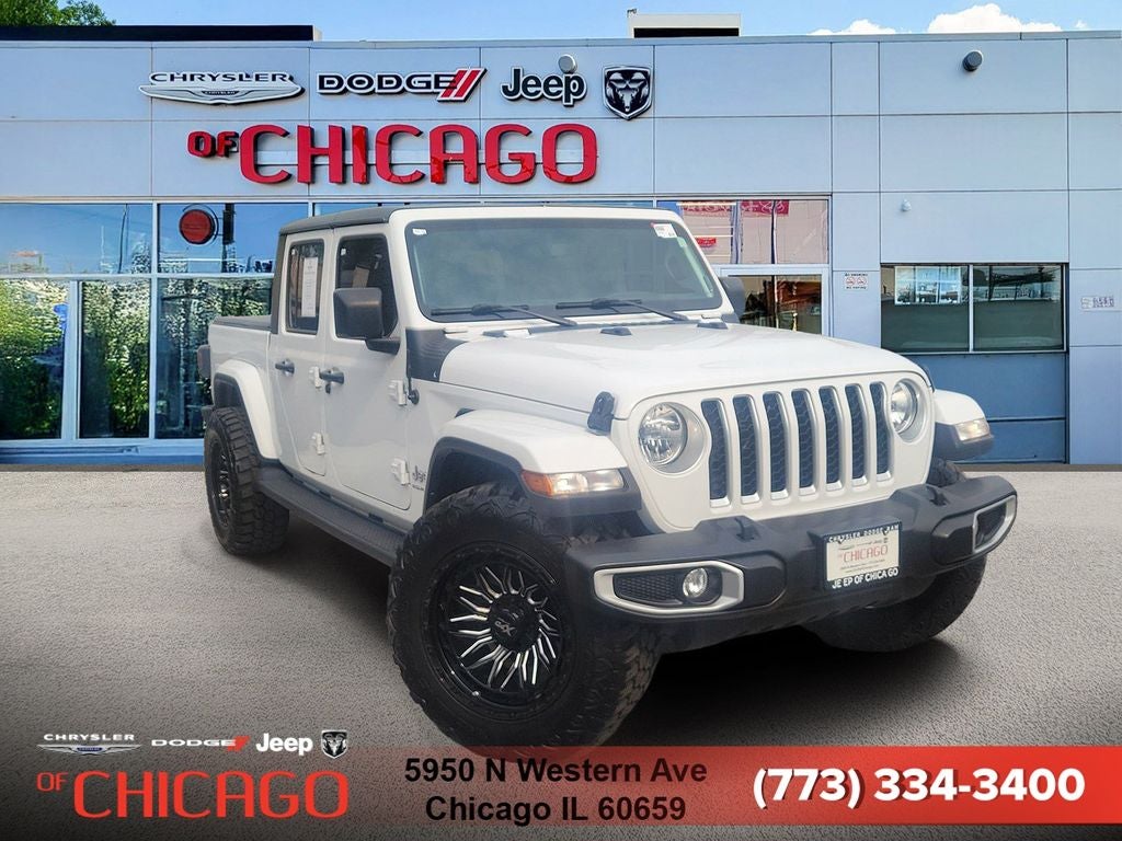 2023 Jeep Gladiator Overland in Bright White Clearcoat — front three-quarter view
