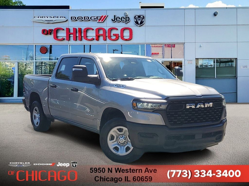 2025 RAM 1500 Tradesman in Billet Silver Metallic Clearcoat — front three-quarter view