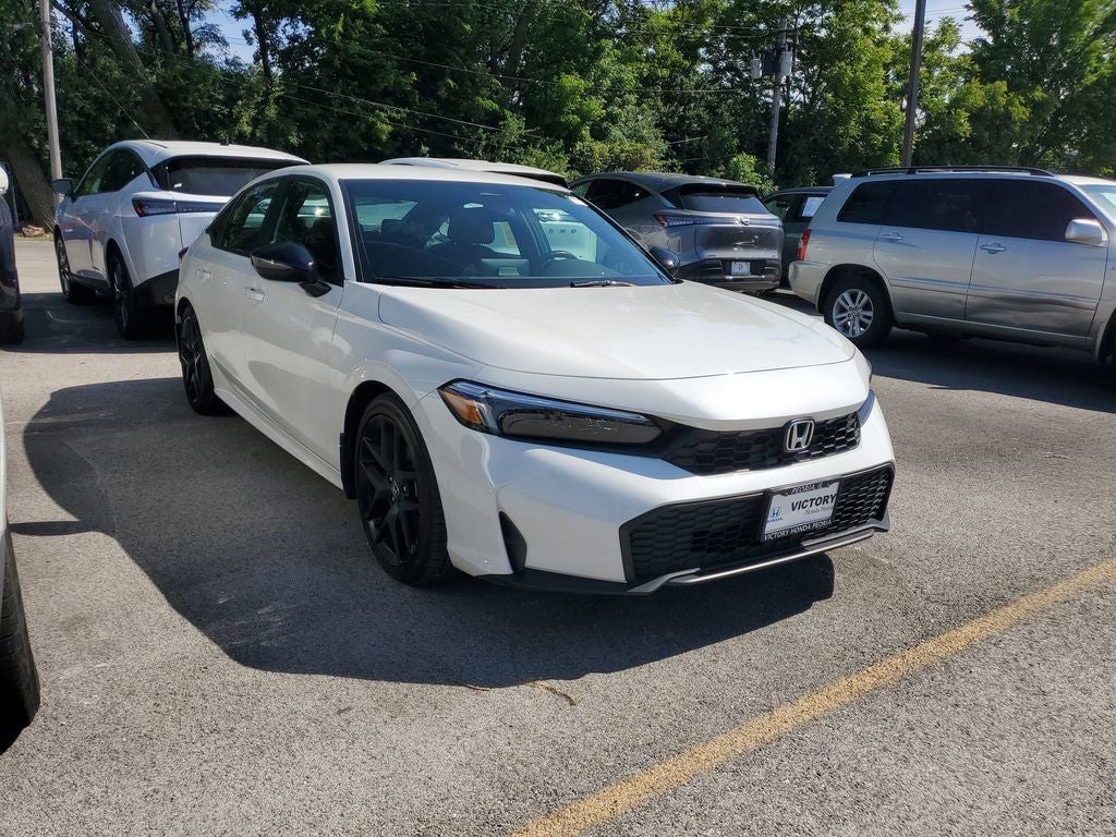 2025 Honda Civic Sport in White — front three-quarter view