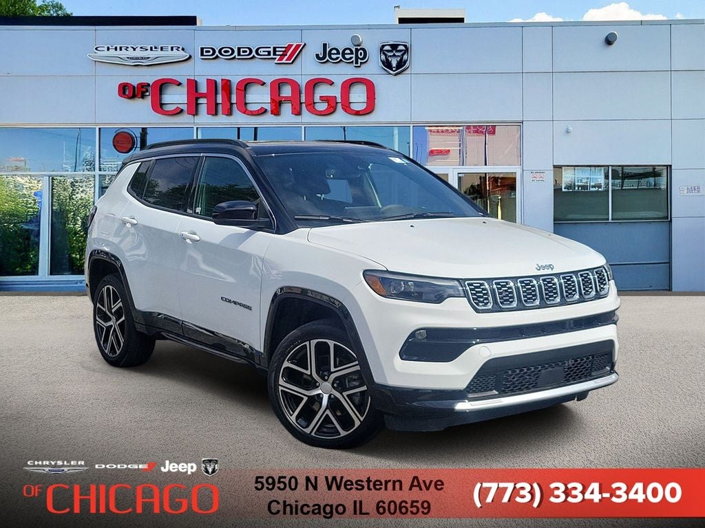 2024 Jeep Compass Limited in Bright White Clearcoat — front three-quarter view