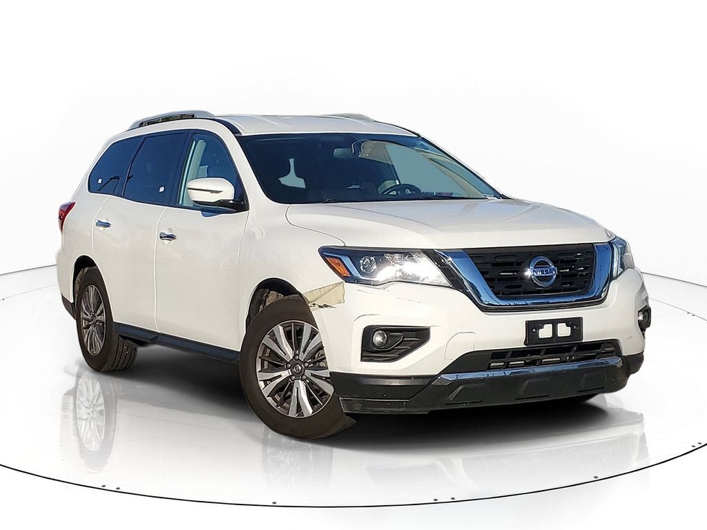 2020 Nissan Pathfinder SV in Glacier White — front three-quarter view