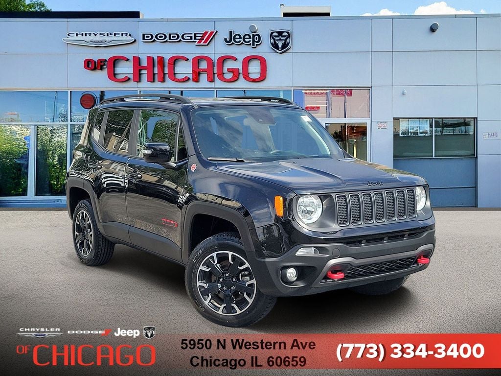 2023 Jeep Renegade Trailhawk in Black Clearcoat — front three-quarter view
